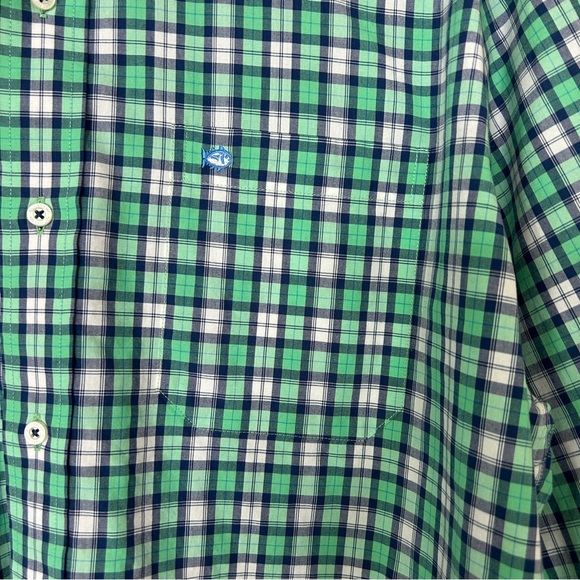 Southern Tide Men’s Green Blue Checked Button Down Size M Classic Fit - Picture 4 of 9